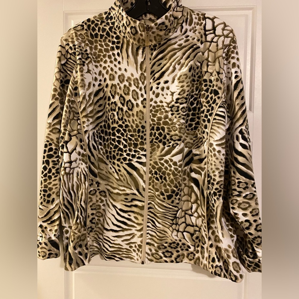 Allison Dayel animal print blazer with shoulder pads